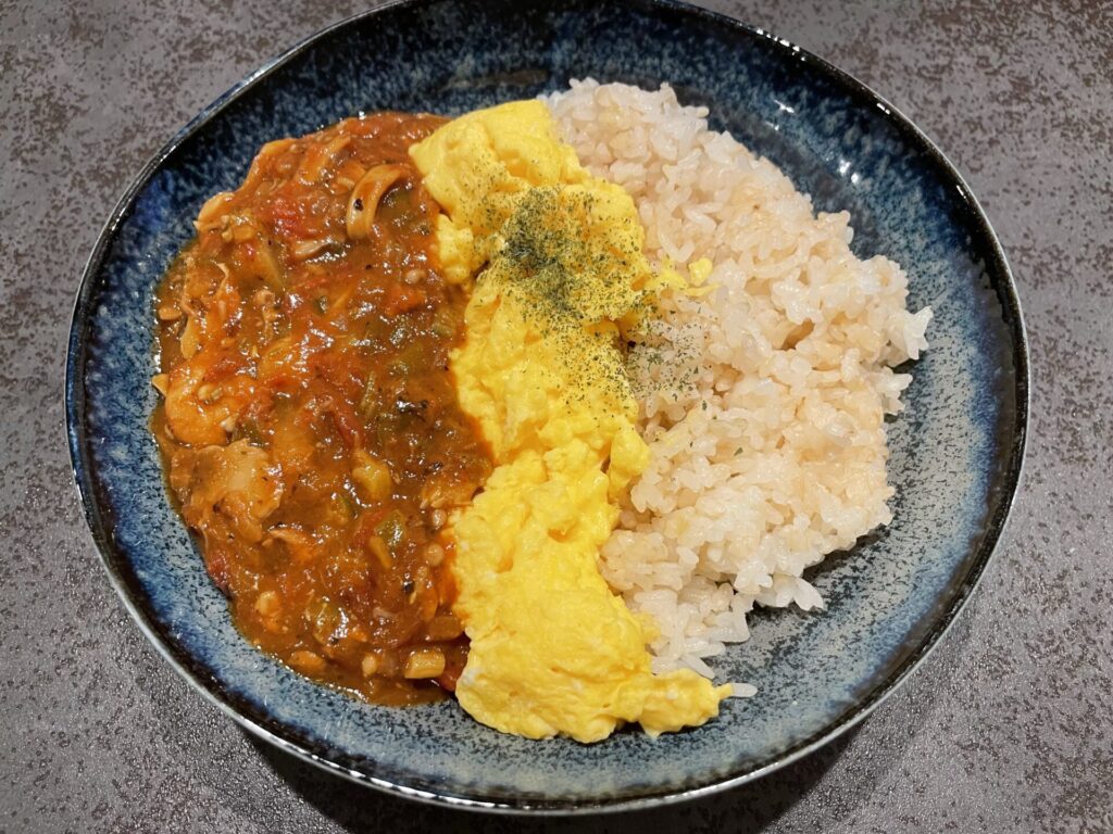 スクランブルエッグ無水カレー